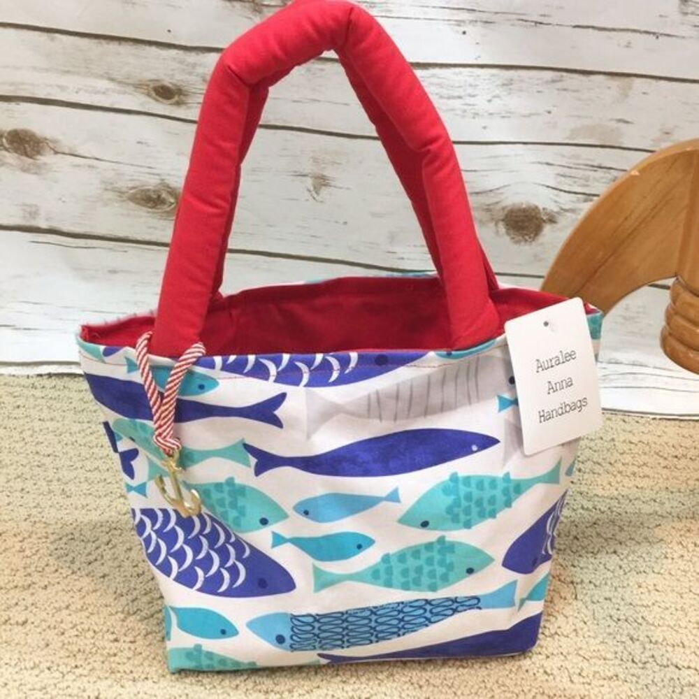 Handmade Anchor sea life fish mini tote bag